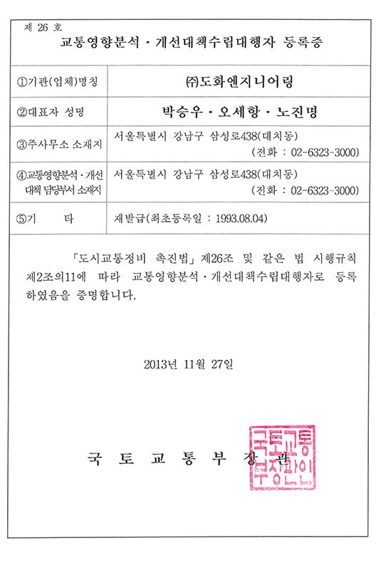 교통영향분석개선대책수립대행자