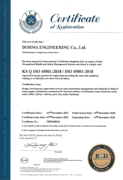 ISO Certificate 45001 (Health and Safety Management System)